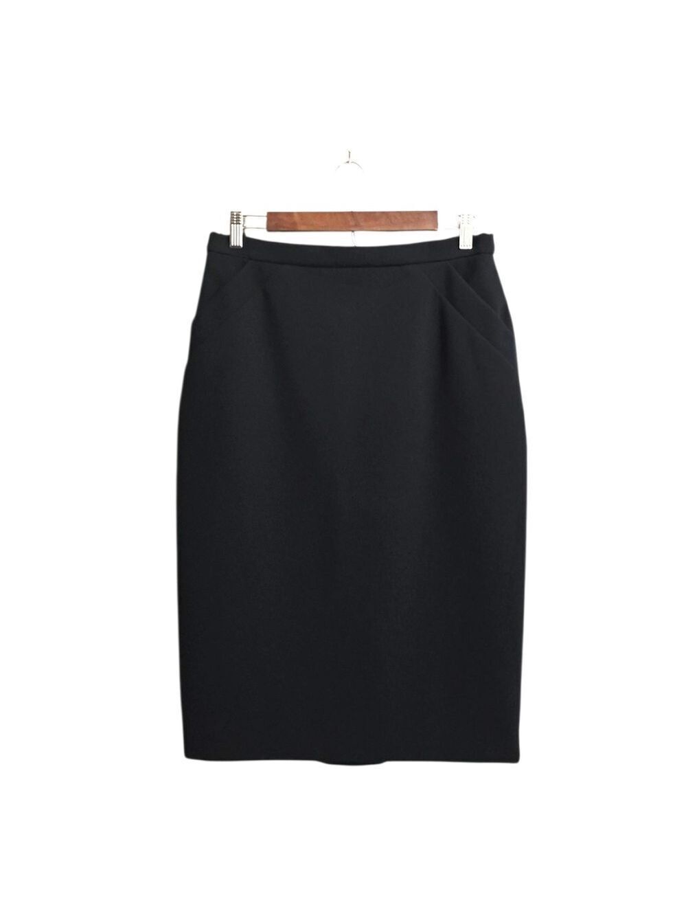 Escada Darted Knee Length Pencil Skirt With Pockets In Black Sz 38 (US 8) NWT